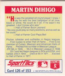 1989 Sportflics - The Unforgetables #126 Martin Dihigo Back