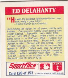 1989 Sportflics - The Unforgetables #128 Ed Delahanty Back