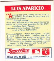 1989 Sportflics - The Unforgetables #146 Luis Aparicio Back
