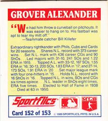 1989 Sportflics - The Unforgetables #152 Grover Cleveland Alexander Back