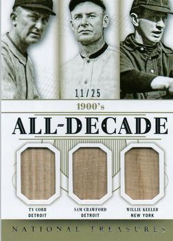 2014 Panini National Treasures - All Decade Triples #1 Sam Crawford / Ty Cobb / Willie Keeler Front