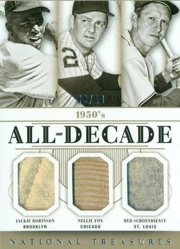 2014 Panini National Treasures - All Decade Triples #7 Jackie Robinson / Red Schoendienst / Nellie Fox Front