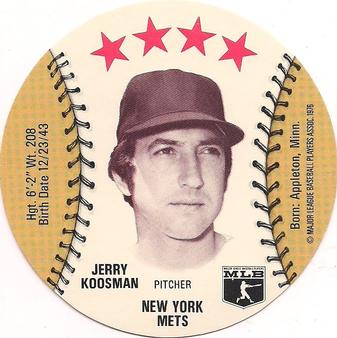 1976 Orbaker's Discs #NNO Jerry Koosman Front