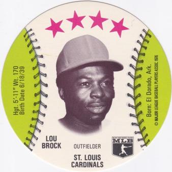 1976 Red Barn Discs #NNO Lou Brock Front