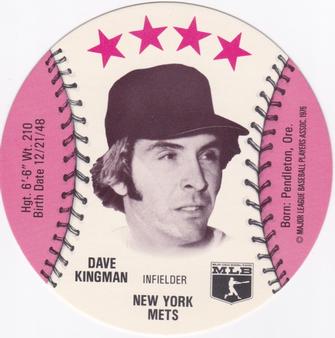 1976 Red Barn Discs #NNO Dave Kingman Front