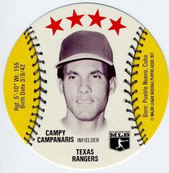1977 Chilly Willee Discs #NNO Bert Campaneris Front