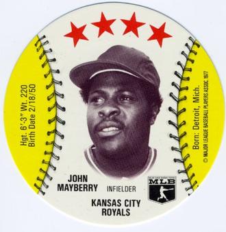 1977 Dairy Isle Discs #NNO John Mayberry Front