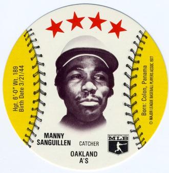 1977 Dairy Isle Discs #NNO Manny Sanguillen Front
