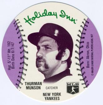 1977 Holiday Inn Discs #NNO Thurman Munson Front