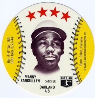 1977 MSA Blank Back Discs #NNO Manny Sanguillen Front