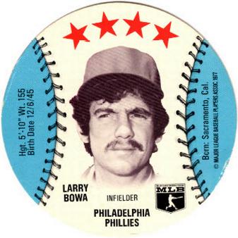 1977 Saga Discs #NNO Larry Bowa Front