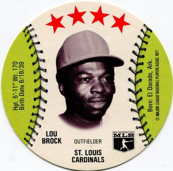 1977 Wendy's Discs #NNO Lou Brock Front
