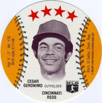 1977 Wendy's Discs #NNO Cesar Geronimo Front