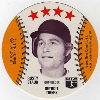 1977 Wendy's Discs #NNO Rusty Staub Front