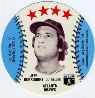 1977 Zip'z Discs #NNO Jeff Burroughs Front
