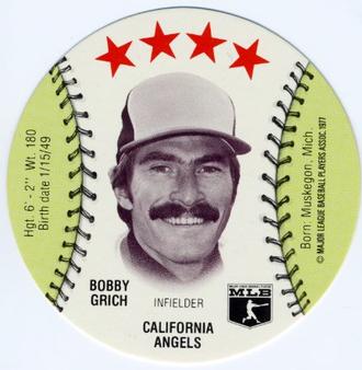1977 Zip'z Discs #NNO Bobby Grich Front