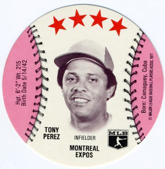 1977 Zip'z Discs #NNO Tony Perez Front