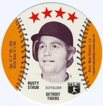 1977 Zip'z Discs #NNO Rusty Staub Front