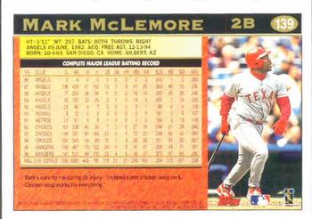 1997 Topps #139 Mark McLemore Back