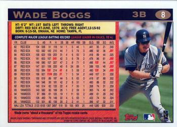 1997 Topps #8 Wade Boggs Back