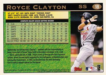 1997 Topps #18 Royce Clayton Back