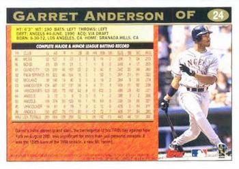1997 Topps #24 Garret Anderson Back