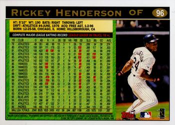 1997 Topps #96 Rickey Henderson Back