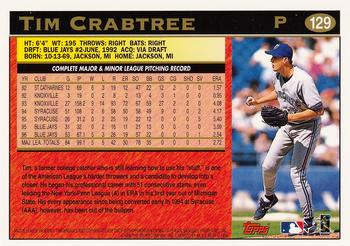 1997 Topps #129 Tim Crabtree Back