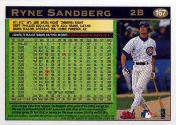 1997 Topps #167 Ryne Sandberg Back
