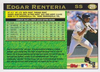 1997 Topps #211 Edgar Renteria Back