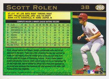 1997 Topps #268 Scott Rolen Back