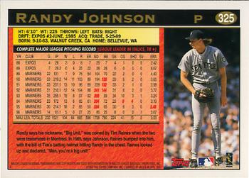 1997 Topps #325 Randy Johnson Back