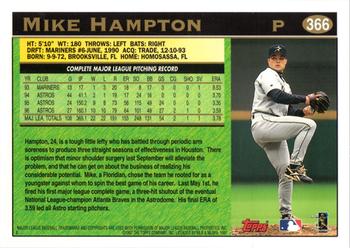 1997 Topps #366 Mike Hampton Back