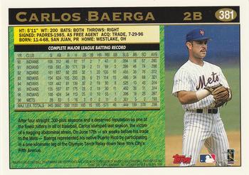 1997 Topps #381 Carlos Baerga Back