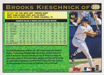1997 Topps #389 Brooks Kieschnick Back