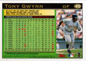 1997 Topps #410 Tony Gwynn Back