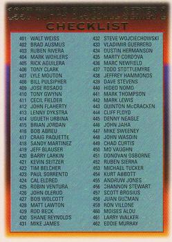 1997 Topps #496 Checklist: 401-496 Front