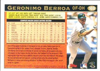 1997 Topps #169 Geronimo Berroa Back