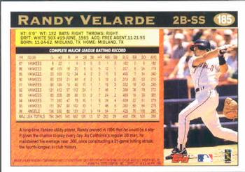 1997 Topps #185 Randy Velarde Back