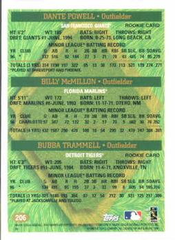 1997 Topps #206 Dante Powell / Billy McMillon / Bubba Trammell Back