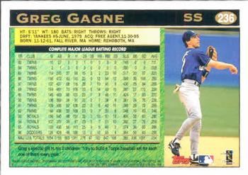 1997 Topps #236 Greg Gagne Back