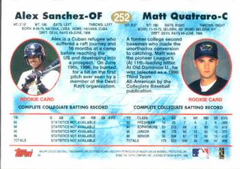1997 Topps #252 Matt Quatraro / Alex Sanchez Back