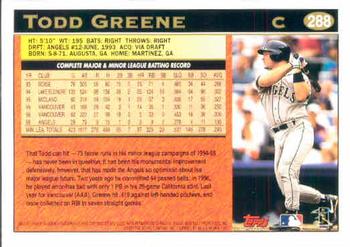 1997 Topps #288 Todd Greene Back