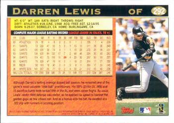 1997 Topps #292 Darren Lewis Back