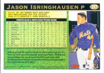 1997 Topps #317 Jason Isringhausen Back