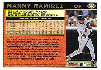 1997 Topps #318 Manny Ramirez Back