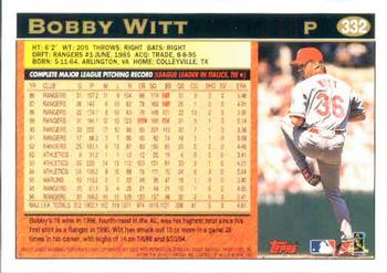 1997 Topps #332 Bobby Witt Back