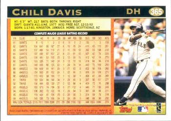 1997 Topps #365 Chili Davis Back