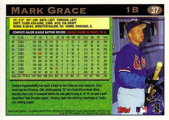 1997 Topps #37 Mark Grace Back
