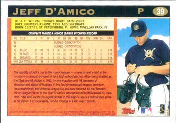 1997 Topps #39 Jeff D'Amico Back